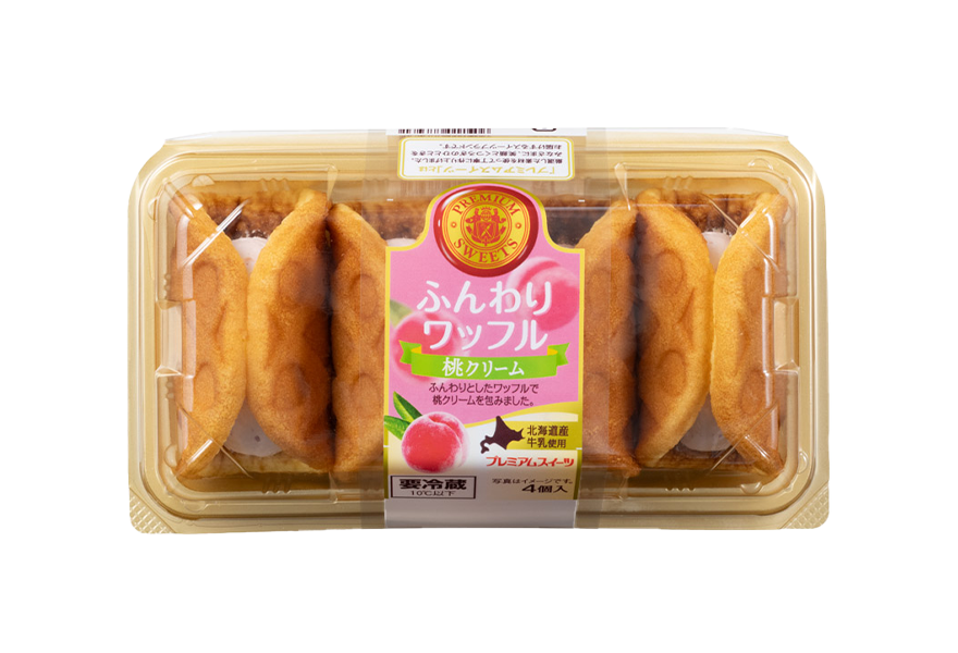 ふんわりワッフル（桃クリーム）
